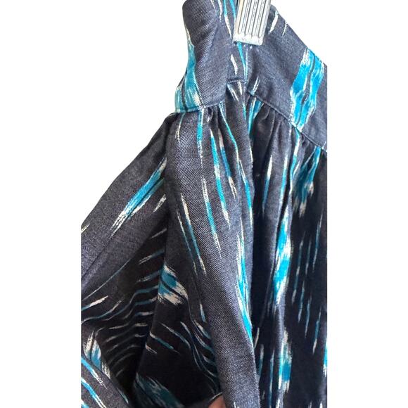 Tommy Hilfiger Skirt Womens Size 10 Blue Ikat Midi A-Line Flowy Side Zip New - Picture 4 of 10